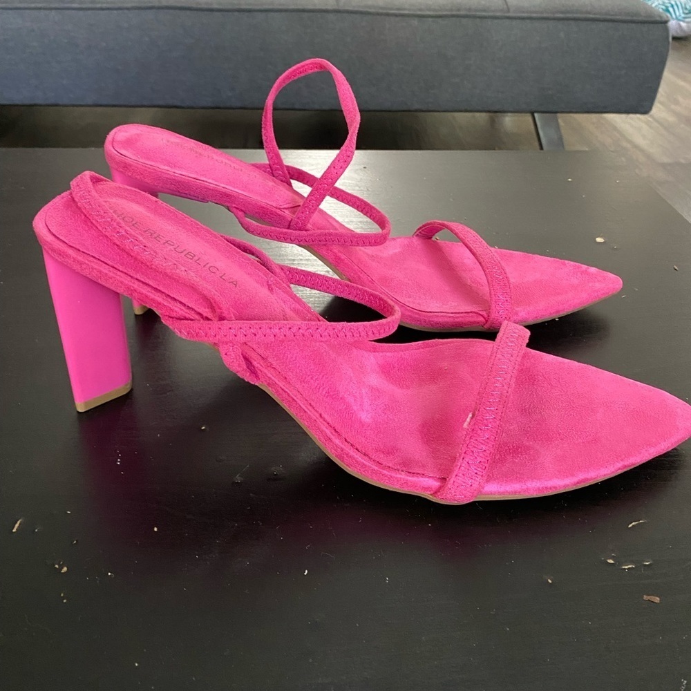 Shoe Republic LA Pink Open Toe Heels